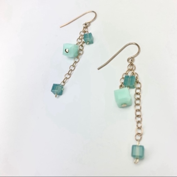 Swarovski Cube Crystal Drop Earrings - Picture 1 of 11